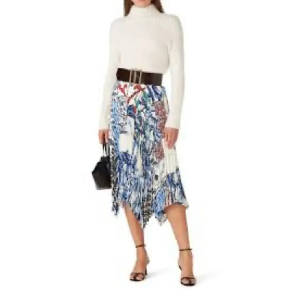 Tory Burch skirt size 2 sunburst pleated midi‎ patterned birds
